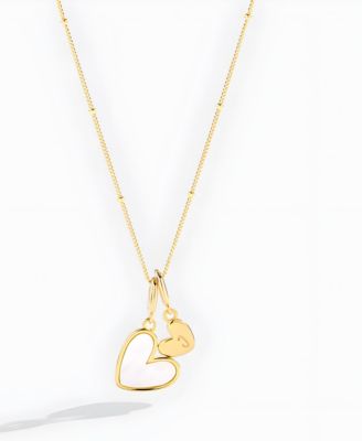 Mint & Lily Mother Of Pearl Heart Initial Necklace in Gold Plated Sterling Silver - Gold 719
