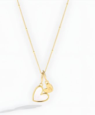 Mint & Lily Mother Of Pearl Heart Initial Necklace in Gold Plated Sterling Silver - Gold 711