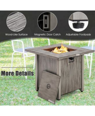 28 Inch 40000 BTU Square Fire Pit Table with Lid and Lava Rocks
