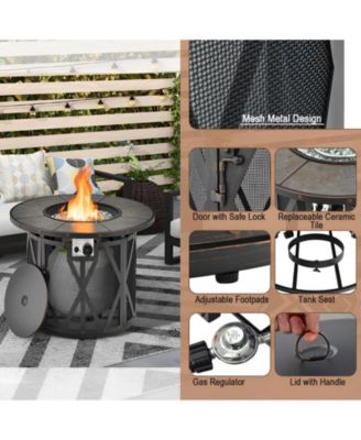 32 Inch 30000 BTU Fire Pit Table with Fire Glasses and PVC Cover