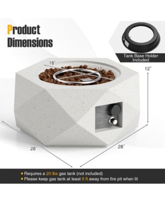 28 Inch 40000 BTU Hexagon Terrazzo Propane Fire Pit Table with Stainless Steel Burner