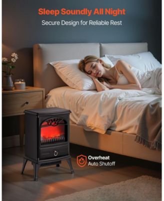 22.8" Freestanding Electric Fireplace Stove Heater 1500W Realistic Flames