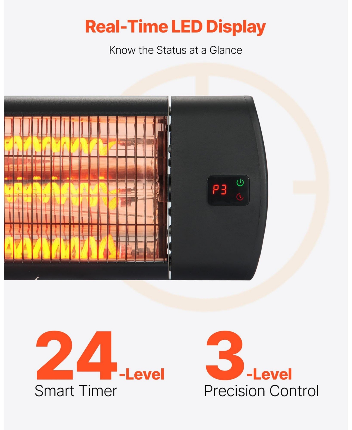 1500W Infrared Space Heater with 3 Heat Settings & Remote Control