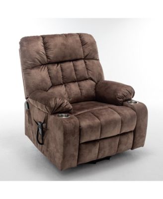 Velvet Lift Recliner with Heat and Massage Lift Sofa Chair with 2 Pockets, 2 Cup Holder, 2 Remote