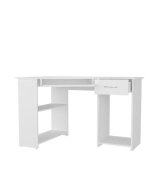 EKKO Corner Computer Desk, L-Shaped Home Office Desk with Drawer, Shelves, and CPU Space
