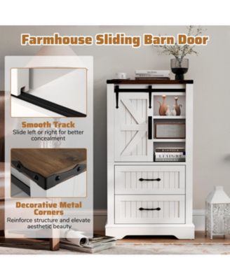 Farmhouse Freestanding Bathroom Floor Cabinet, Wood Storage Organizer