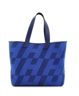 40 Cabas H en Biais Tote Canvas with Leather