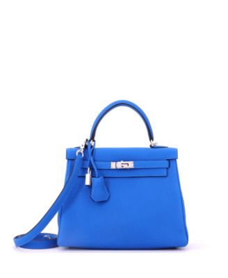 Kelly 25 Handbag Blue Togo with Palladium Hardware
