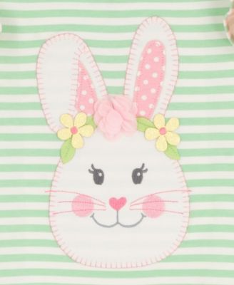 Girls' Toddler 2T-4T Bunny Applique Stripe Top and Printed Leggings, 2-Piece Set