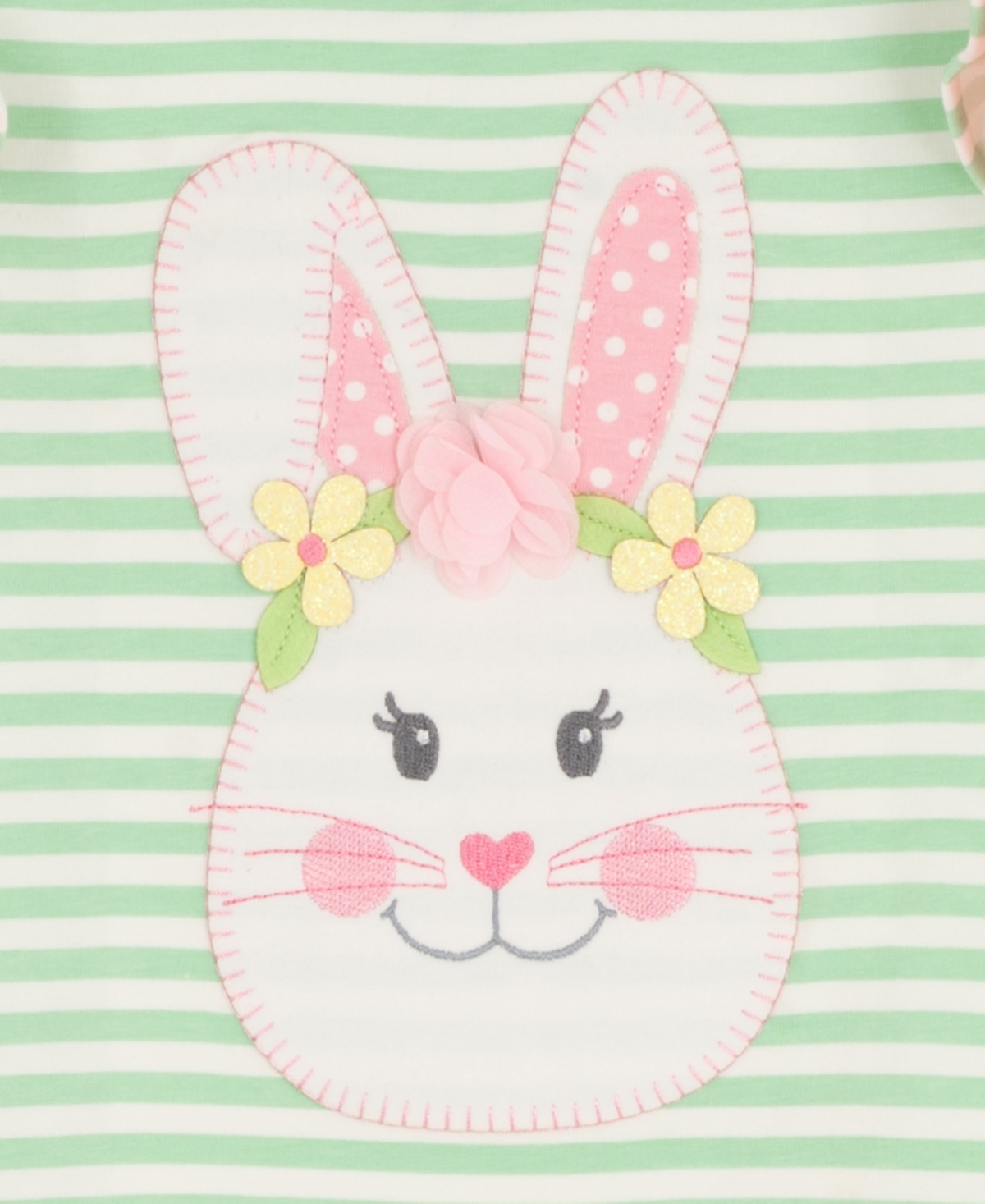Rare Editions Girls' Toddler 2T-4T Bunny Applique Stripe Top and Printed Leggings, 2-Piece Set