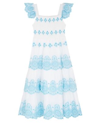 Girls' 7-16 Smocked Square Neck Dress