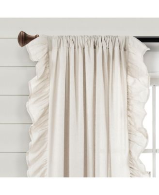 Linen Ruffle Window Curtain Panel Single Off White 54X95+5