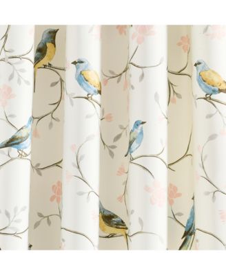 Botanical Bird And Flower Light Filtering Window Curtain Panels Pair 52"W x 84"L Multi - Bird Curtains For Bedroom - Living Room Curtains