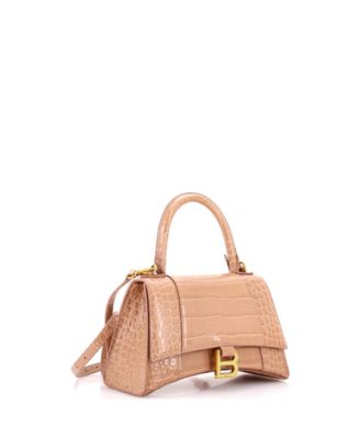 Small Hourglass Top Handle Bag Embossed Leather