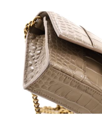 Hourglass Chain Wallet Embossed Leather