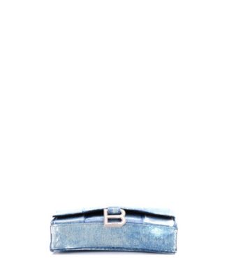 Hourglass Chain Wallet Denim Printed Leather