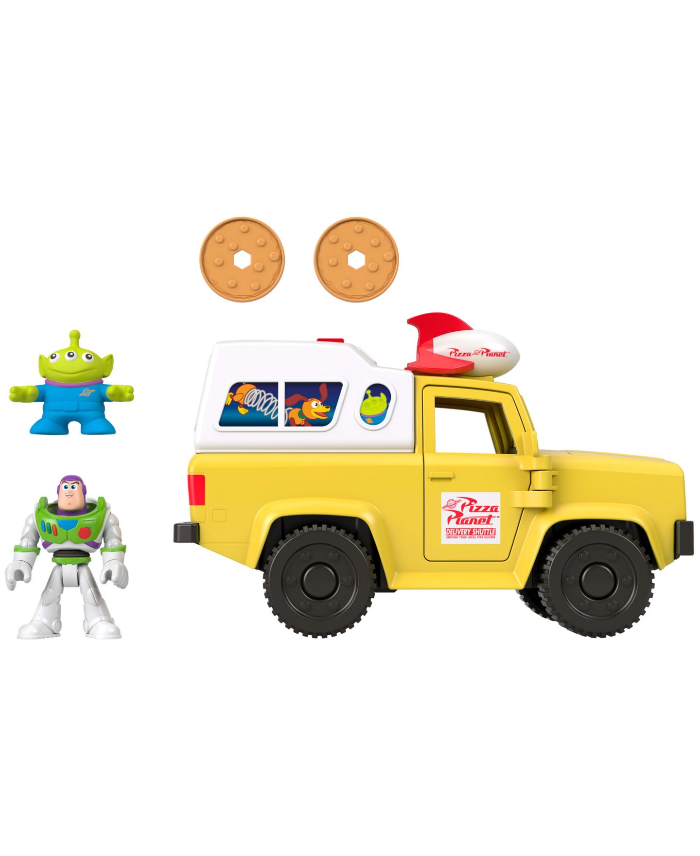 Детские фигурки Imaginext Disney and Pixar Toy Story Pizza Planet Truck with Buzz Lightyear and Alien Action Figures — фото 5