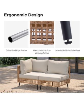 2 Pieces Outdoor Sectional Sofa Set  All-Weather PE Wicker Rattan Patio Conversation Set with Thick Cushions & Coffee Table