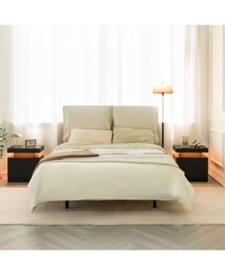 LED Nightstand with 2 Drawers, Bedside Table Cabinet with Adjustable Color Lighting, Modern End Side Table for Bedroom, Living Room