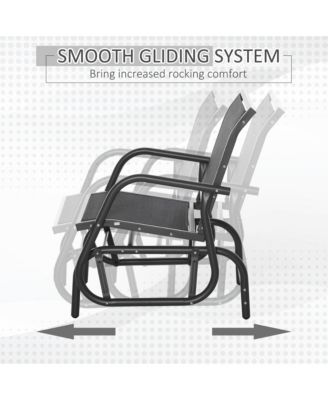 Black Outsunny Porch Glider Metal Frame Mesh Fabric Curved Armrests Steel Frame for Garden Poolside Backyard Balcony