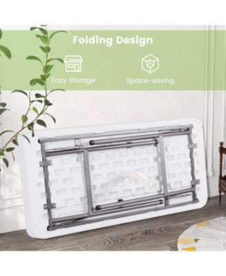 4 ft Folding Party Ice Table with Skirt and Ice Bucket, Portable Cooler Table