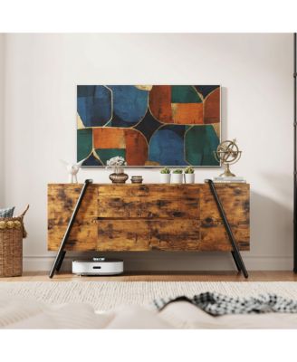 2-Drawer TV Stand with U-Shaped Metal Base, Sturdy & Stylish, Fit Up to 60 Inch TVs, Living Room/Bedroom