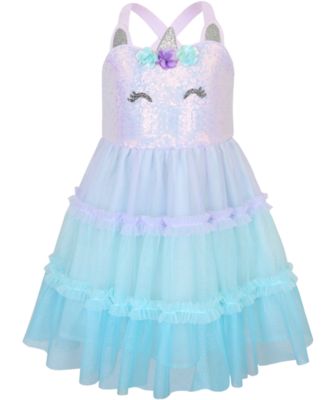 Girls' 2-6X Strappy Unicorn Sequin Dress