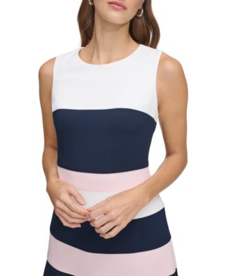 Women's Colorblocked Scuba Crepe Sleeveless Dress