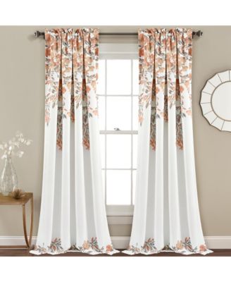 Tanisha Light Filtering Window Curtain Panels Pair 52"W x 84"L Blush & Gray - Floral Curtains for Bedroom - Drapes