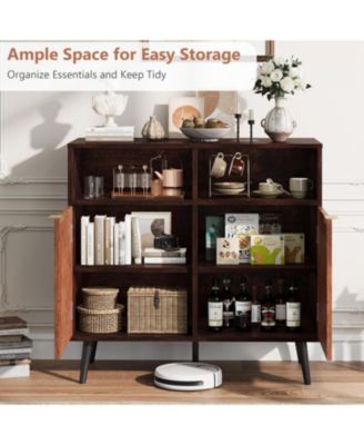 Buffet Cabinet with Drawers, 31.5 in Large Sideboard Buffet Credenza Storage Cabinet with Shelves and Doors, Coffee Station Cabinet with Metal