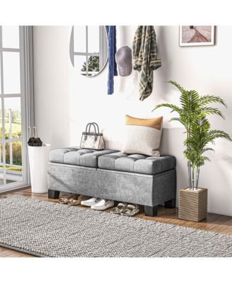 Storage End of Bed Bench, Upholstered Bench with Steel Frame