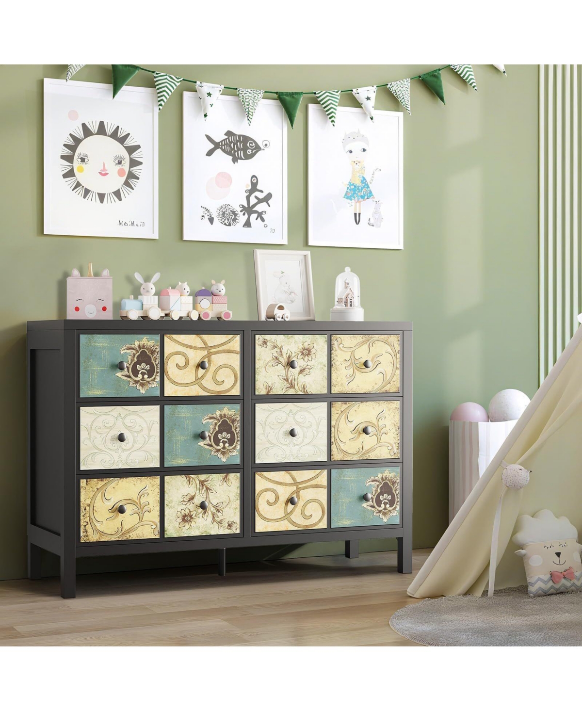 Gaomon 6 Drawers Dresser for Bedroom, Wooden Farmhouse Dresser with Metal Handle