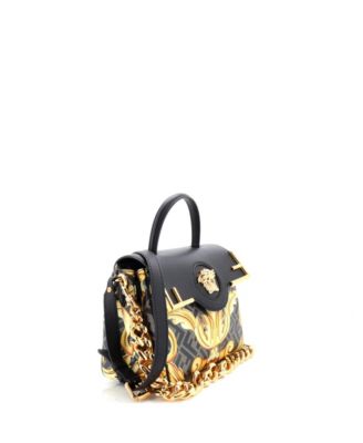 Medium x Fendi Fendace La Medusa Top Handle Bag Printed Laminated Leather with Leather