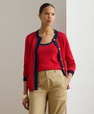 Women's Two-Tone Crewneck Cardigan