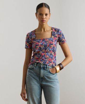 Women's Floral Printed Square Neck Top