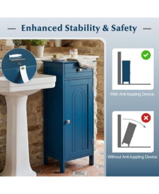 Wood Freestanding Floor Storage Cabinet with Drawer and Shelf