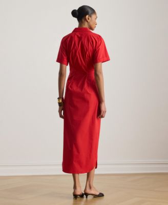 Women's Twist-Front Collared Shirt Dress