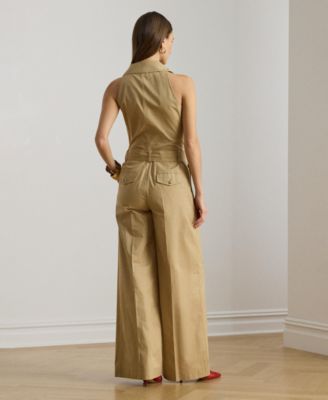 Women's Belted Notch Lapel Jumpsuit