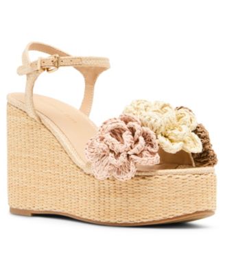 Women's Shore Raffia Flower Platform Wedge Sandals