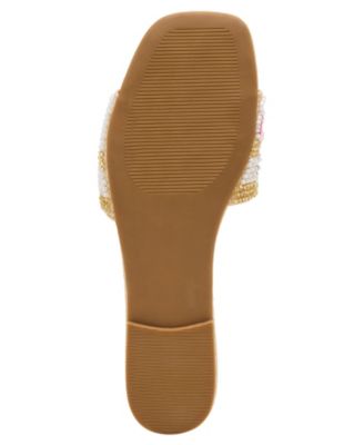 Women's Floral Beaded Slip-On Slide Sandals