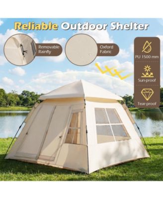 4-Person Automatic Camping Tent with Rainfly and 2 Doors, Easy Setup Portable