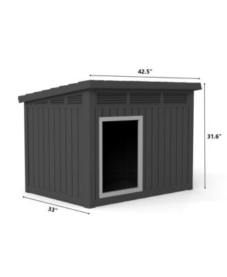 204 inclined top air pole kennel gray and black Durable Outdoor Kennel with Angled Roof for Optimal Drainage and Ventilation