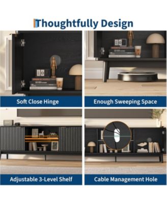 63" Modern TV Stand with Storage, Adjustable Shelf, Power Outlet & USB Ports – Entertainment Center for Living Room