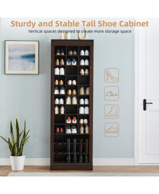 10-Tier Freestanding Shoe Cabinet, 27 Cubbies and Tall Boots Storage, for Entryway, Hallway