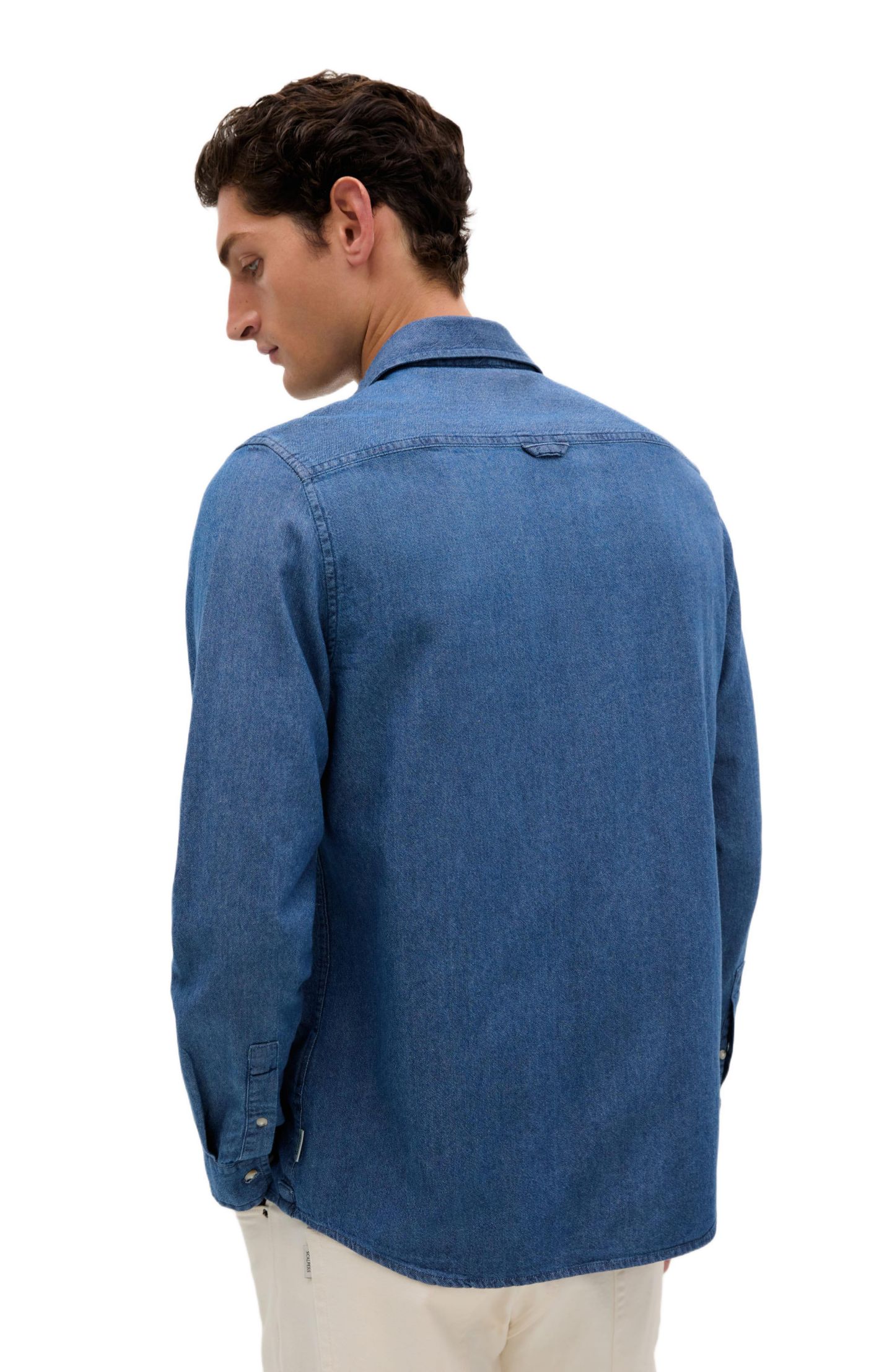 Мужская рубашка Scalpers Coastal Denim Pockets, цвет: Синий джинсовый — фото 3