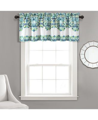 Lush DecorClara Light Filtering Valance Curtain 52"W x 18"L +2" - Colorful Valances for Windows - Boho Kitchen Curtains