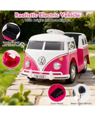12V Ride On Car Licensed Volkswagen Ride-on Bus with Cup Holder and LED Headlights for 3+ Years