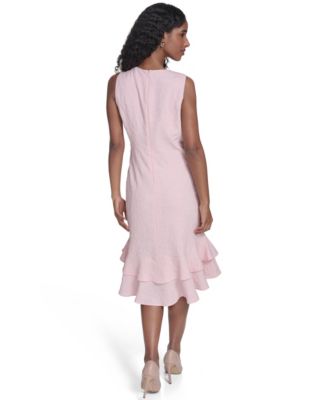 Petite Embossed Crewneck Midi Dress