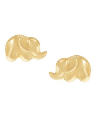 Elephant Stud Earrings in 14k Yellow Gold