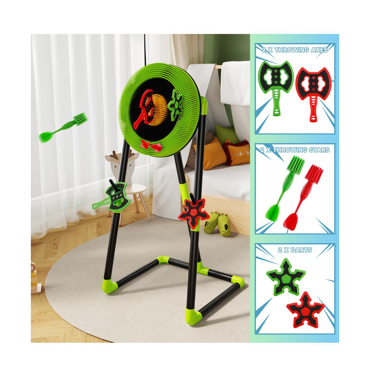 Bruce & Shark Axe & Dart Throwing Game Set with Target Board for Backyard Parties